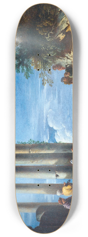 Giovanni Ghisolfi - Figures by a ruined temple with Pythagoras appearing from the cavern 8.25 inch art skate deck