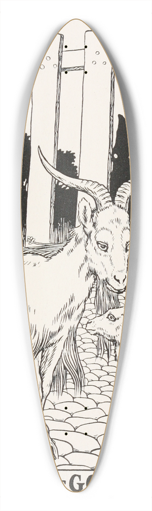 Percy J. Billinghurst - The Wolf, the Goat, and the Kid 39.3 inch art pintail longboard deck