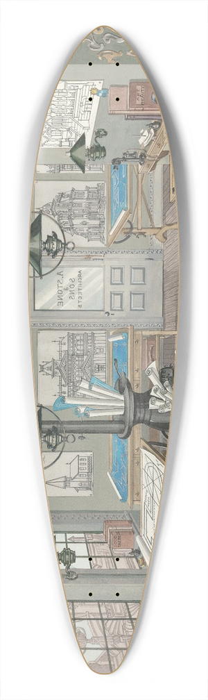 Perkins Harnly - Architects Drafting Room, 1884 39.3 inch art pintail longboard deck