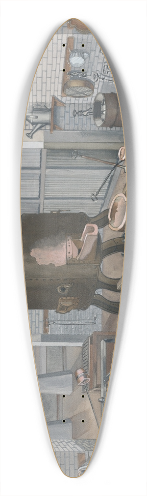 Perkins Harnly - Iron Foundry, 1910 39.3 inch art pintail longboard deck