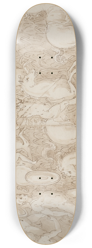Giovanni Guerra - Afslutningen p en restaureret del af sjlen; sarmaterne jages ud i sumpen; romerne angriber en germansk fstning 8.25 inch art skate deck