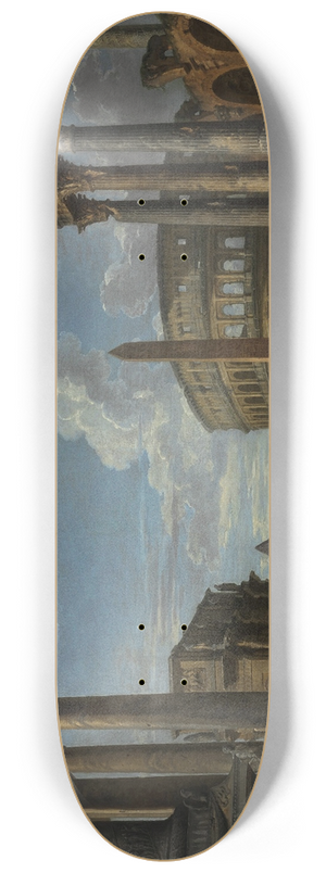 Giovanni Paolo Panini - An architectural capriccio with figures among Roman ruins 8.25 inch art skate deck