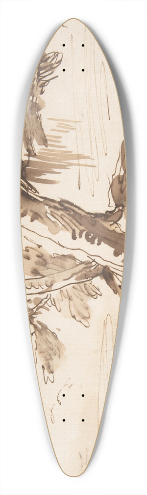 Pier Francesco Mola - Landscape with Two Men Under a Tree. 39.3 inch art pintail longboard deck