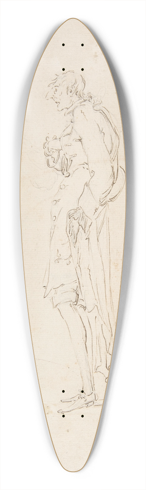 Pier Leone Ghezzi - Sketched Caricature of a Standing Man Facing Left 39.3 inch art pintail longboard deck