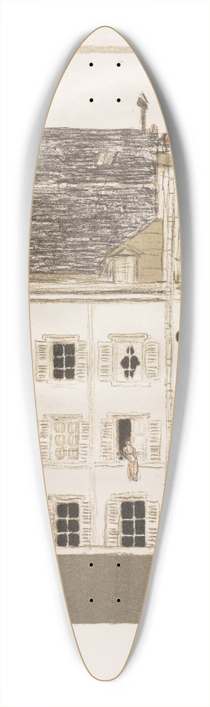 Pierre Bonnard - Houses In A Courtyard 39.3 inch art pintail longboard deck