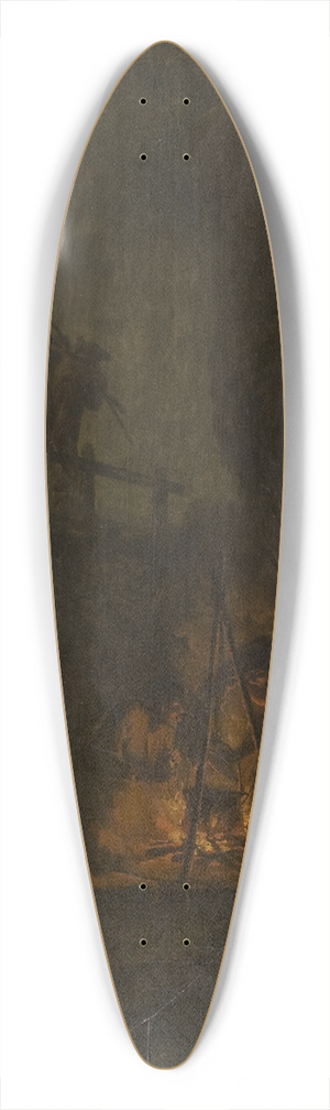 Pierre-Jacques Volaire - Men near a Fire in the Mountains 39.3 inch art pintail longboard deck