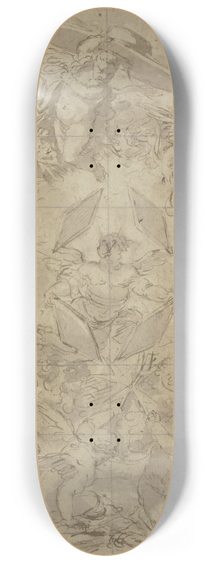 Girolamo Troppa - Blumenkranz, von Engeln getragen, ein Engel trgt einen Kardinalshut 8.25 inch art skate deck