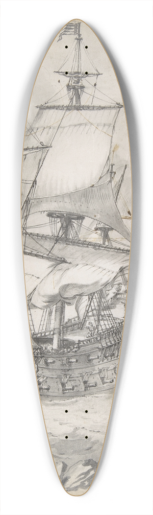 Pierre Puget - A Frigate at Sea 39.3 inch art pintail longboard deck
