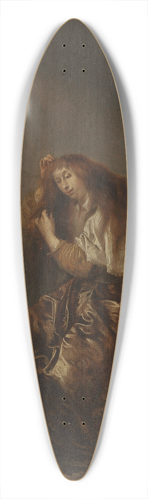 Pieter Codde - Woman in front of the mirror 39.3 inch art pintail longboard deck