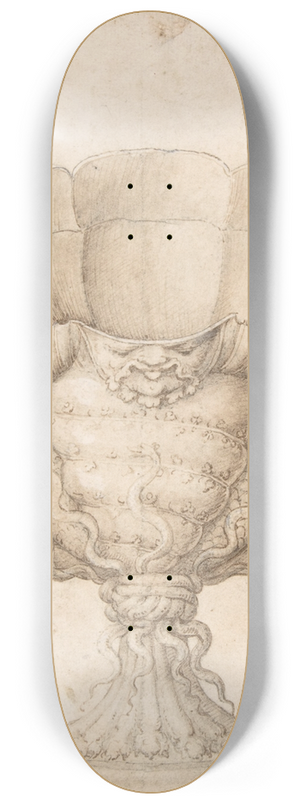 Giulio Romano - Design for a Decorated Drinking Cup with Floriated Heads around Large Mouth, Intertwined Serpents as Handles 8.25 inch art skate deck Giulio Romano - Design for a Decorated Drinking Cup with Floriated Heads around Large Mouth, Intertwined Serpents as Handles 8.25 inch art skate deck