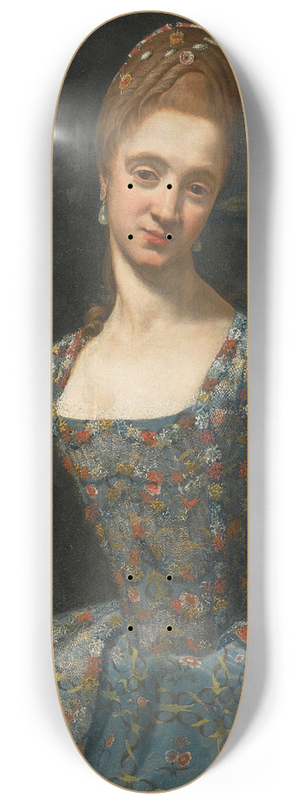 Giuseppe Baldrighi - Portrait Of A Lady In An Elaborately Embroidered Blue Dress 8.25 inch art skate deck