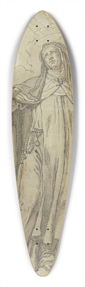 Pieter van Lint - Eine heilige Nonne hlt das Kruzifix in der Hand, der Heilige Geist schwebt ber ihr, rechts ein Baum 39.3 inch art pintail longboard deck