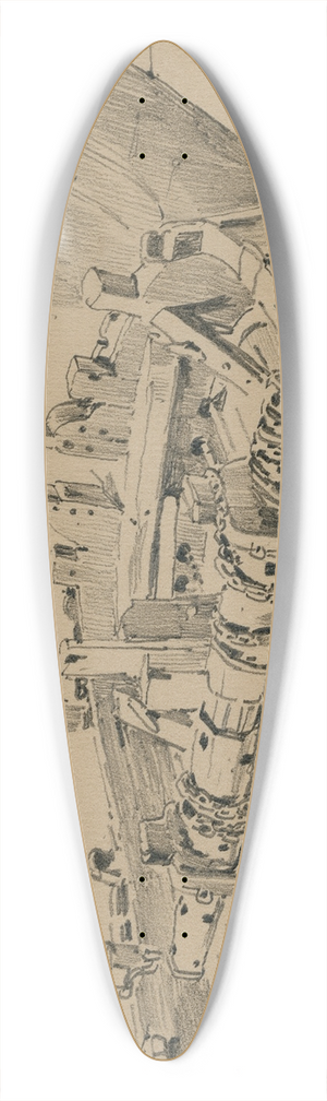 Pieter van Loon - De ankerwinde van een oud zeevaartuig 39.3 inch art pintail longboard deck