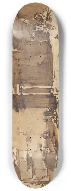 Giuseppe Bernardino Bison - Capriccio of a Port Scene 8.25 inch art skate deck