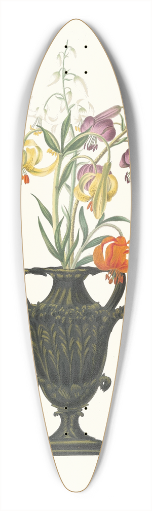 Priscilla Susan Bury - Lilium Pomponium, Lilium Chalcedonicum 39.3 inch art pintail longboard deck