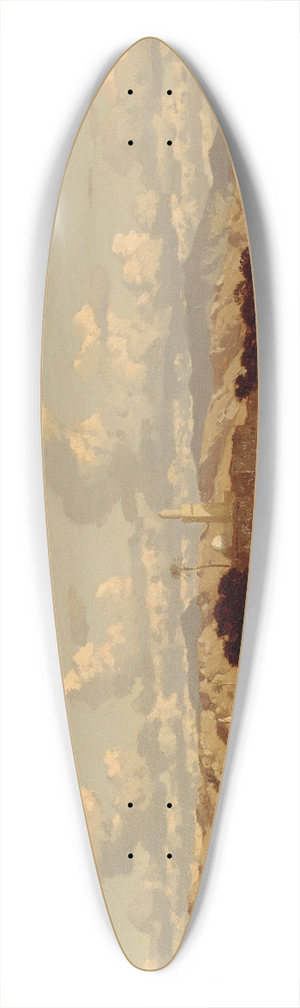 Prosper Marilhat - In an oriental landscape a caravan moves through a river 39.3 inch art pintail longboard deck