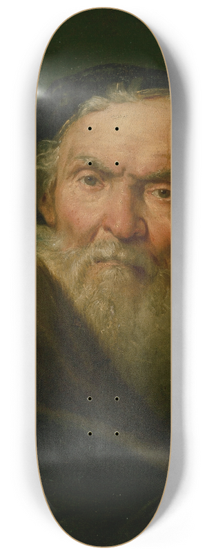 Giuseppe Nogari - Bearded old man wearing a fur-trimmed cloak with gold clasp 8.25 inch art skate deck