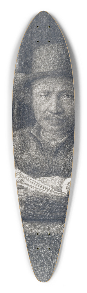 Rembrandt van Rijn - Self-Portrait etching at a window 39.3 inch art pintail longboard deck