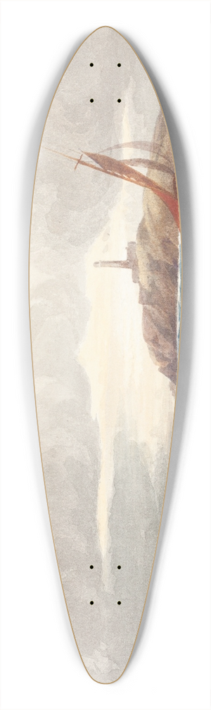 Rev. James Bulwer - Seascape with Lighthouse 39.3 inch art pintail longboard deck