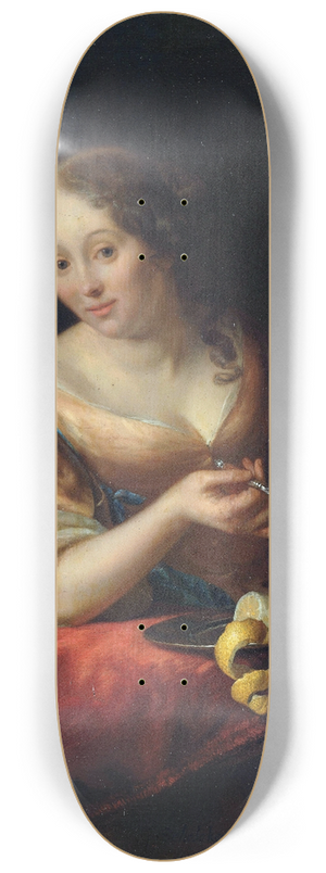 Godfried Schalcken - Young Woman with Lemon 8.25 inch art skate deck