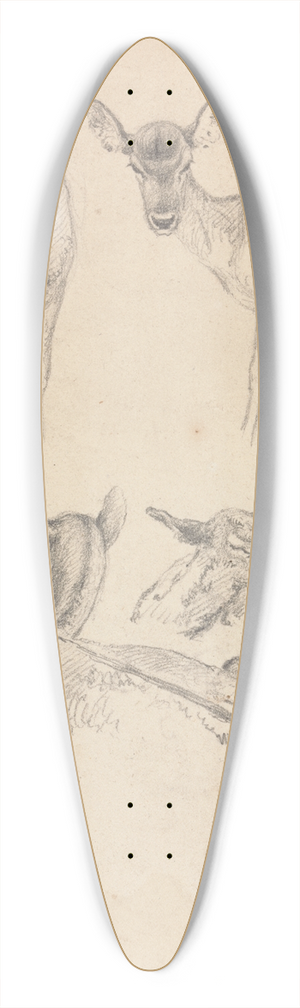 Robert Hills - Deer and their Young 39.3 inch art pintail longboard deck