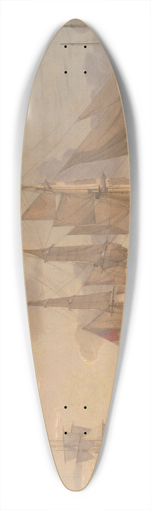 Robert Salmon - Ships in harbor 39.3 inch art pintail longboard deck