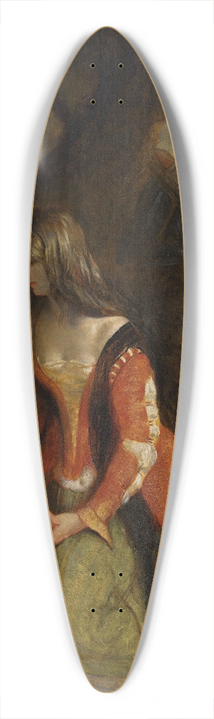 Robert Scott Lauder - A lady and her knight errant, possibly a scene fromIvanhoe 39.3 inch art pintail longboard deck