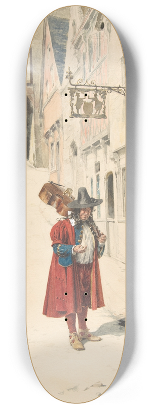 Alexandre-Louis Leloir - Wandering Minstrel; Old Nuremberg 8.25 inch art skate deck