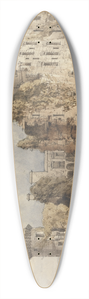 Robert William Billings - Caerlaverock Castle (General View) 39.3 inch art pintail longboard deck