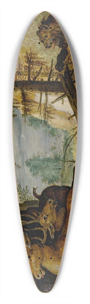 Roelant Savery - A lion hunting two deer 39.3 inch art pintail longboard deck