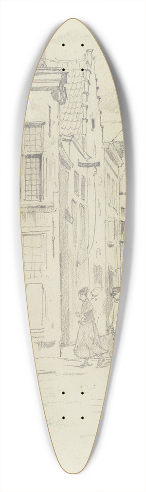 Rudolf Hirth du Frnes - Alley in Antwerp 39.3 inch art pintail longboard deck
