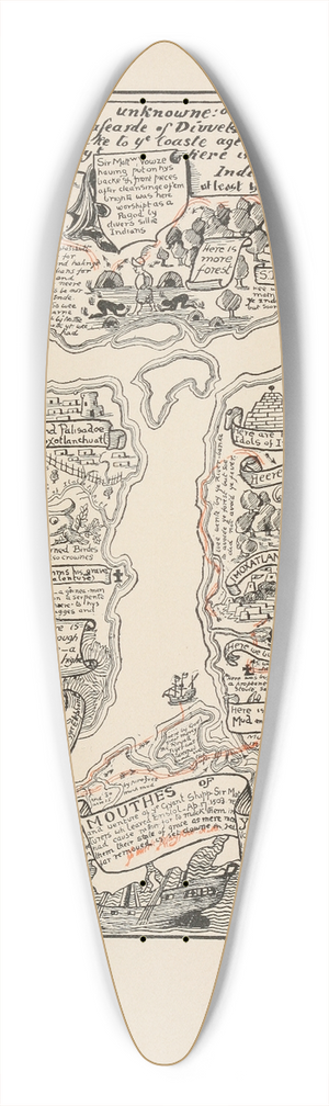 Rudyard Kipling - Map of the Turbid Amazon 39.3 inch art pintail longboard deck