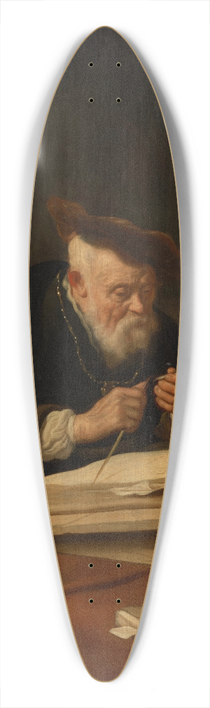 Salomon Koninck - A scholar sharpening his quill 39.3 inch art pintail longboard deck