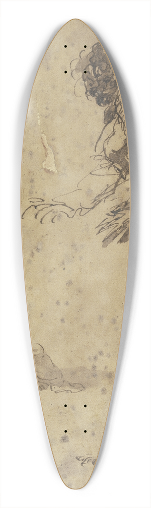 Salvator Rosa - A man looks down at an infant lying on the ground; above there is a head study 39.3 inch art pintail longboard deck