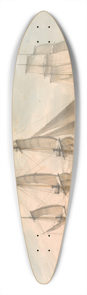 Samuel Atkins - Ships of the Line off Dover 39.3 inch art pintail longboard deck