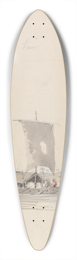 Samuel Davis - River View with a Junk (near Rajmahal) 39.3 inch art pintail longboard deck