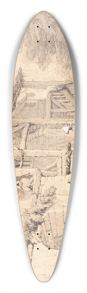 Samuel Prout - Scene at Jumiges 39.3 inch art pintail longboard deck