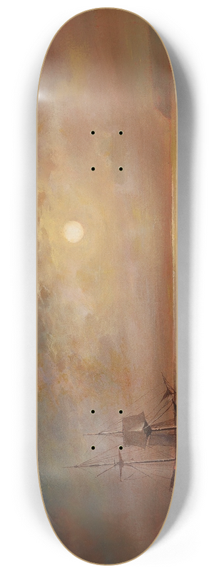 Grigori Ivanovitch Kapustin - Moonlit Night Over A Coastal Landscape 8.25 inch art skate deck