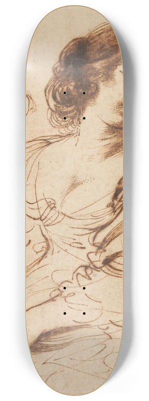 Guercino - A Seated Young Woman Looking Over Her Shoulder 8.25 inch art skate deck