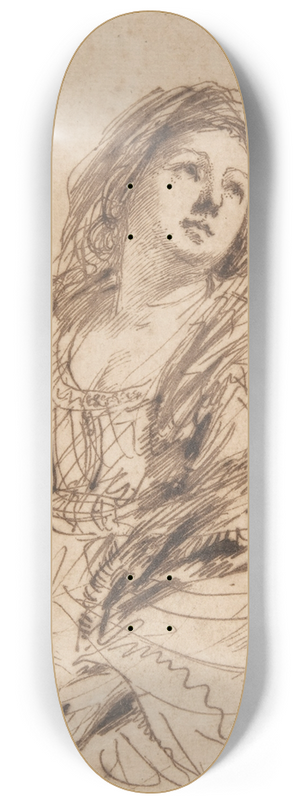 Guercino - A Sibyl Holding a Scroll (Study for the Cimmerian Sibyl) 8.25 inch art skate deck