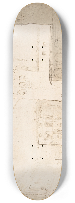 Guercino - Fireworks in a Piazza 8.25 inch art skate deck