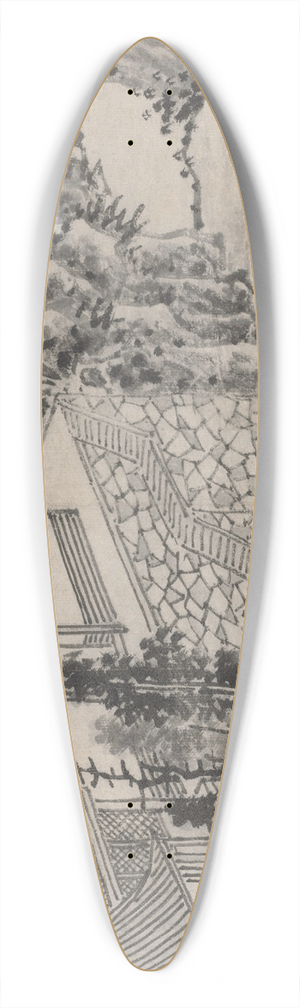 Shen Zhou - The Enlightened Stone Retreat 39.3 inch art pintail longboard deck