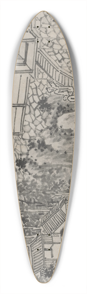 Shen Zhou - The Pine Retreat 39.3 inch art pintail longboard deck