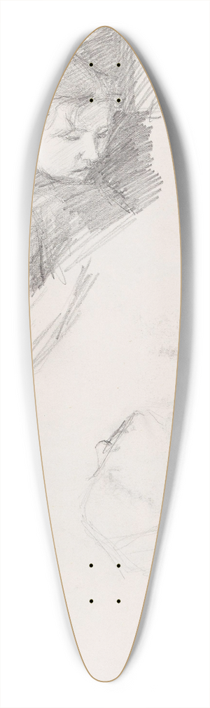 Signe Scheel - Kvinneportrett 39.3 inch art pintail longboard deck