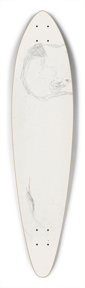 Signe Scheel - Riss av hode; riss av hnd 39.3 inch art pintail longboard deck