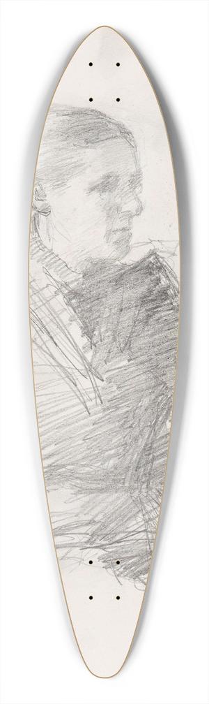 Signe Scheel - Sitting woman 39.3 inch art pintail longboard deck