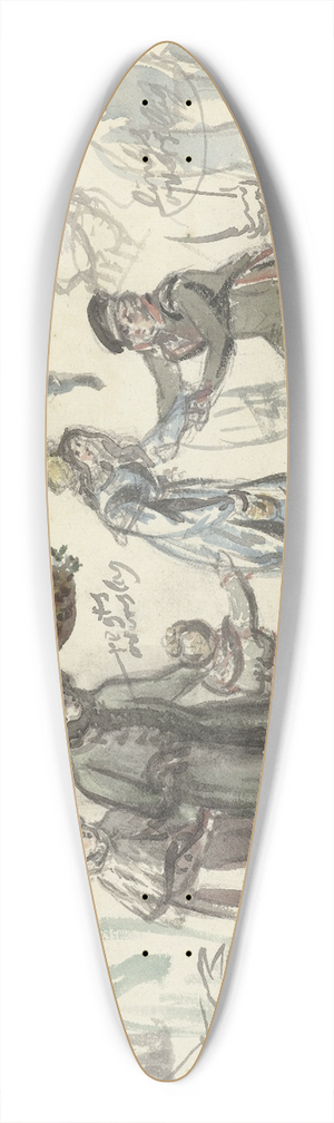 Simon Andreas Krausz - Kostuumstudies van een dame en een heer 39.3 inch art pintail longboard deck