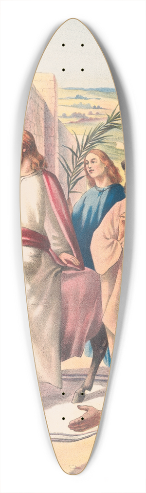 Stecher Litho. Co - Jesus riding into Jerusalem 39.3 inch art pintail longboard deck