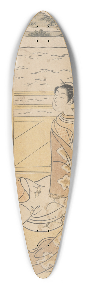 Suzuki Harunobu - Two Courtesans on Terrace; One Reading, One Smoking 39.3 inch art pintail longboard deck
