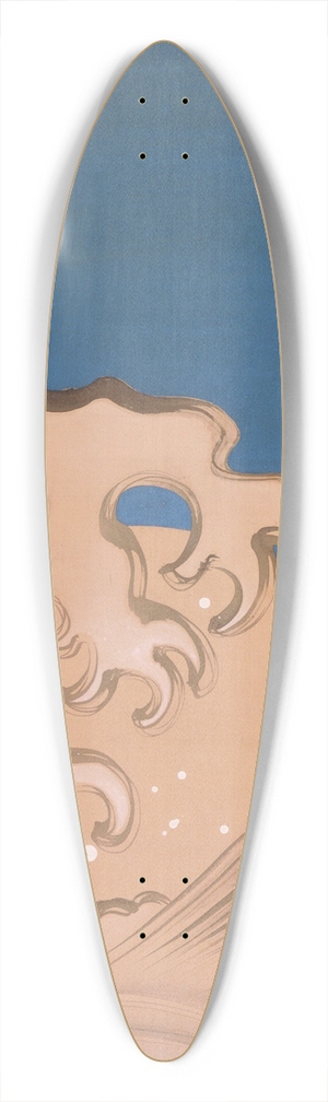 Suzuki Kiitsu - Moon and Waves 39.3 inch art pintail longboard deck